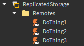 An image showing a Folder Remotes in Replicated Storage, with four different Remote Events